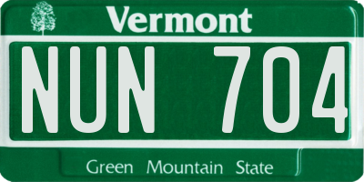 VT license plate NUN704