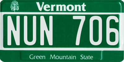 VT license plate NUN706