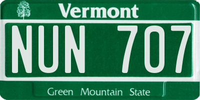 VT license plate NUN707