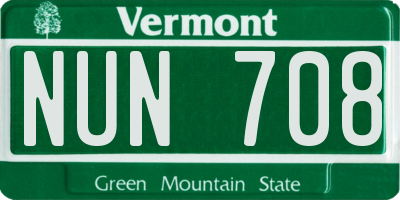 VT license plate NUN708