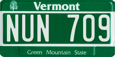 VT license plate NUN709