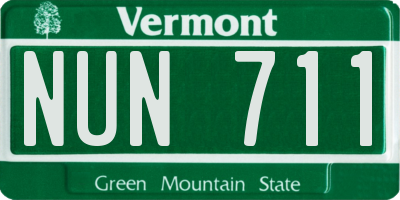 VT license plate NUN711
