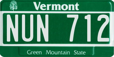 VT license plate NUN712
