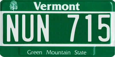 VT license plate NUN715