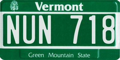 VT license plate NUN718