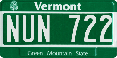 VT license plate NUN722