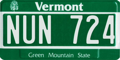 VT license plate NUN724
