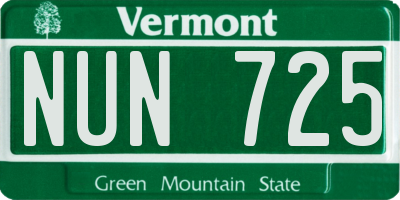 VT license plate NUN725