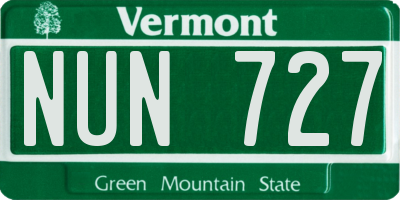 VT license plate NUN727