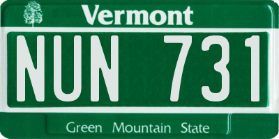 VT license plate NUN731