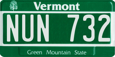 VT license plate NUN732