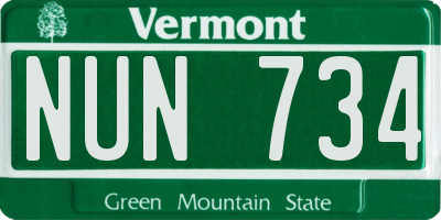 VT license plate NUN734