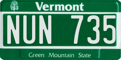 VT license plate NUN735
