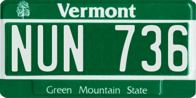 VT license plate NUN736