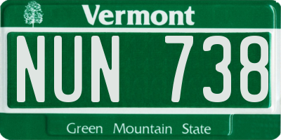 VT license plate NUN738