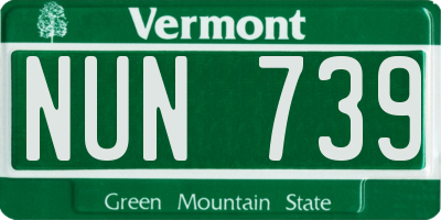 VT license plate NUN739