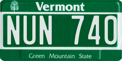 VT license plate NUN740