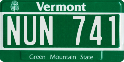 VT license plate NUN741