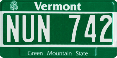 VT license plate NUN742