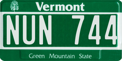 VT license plate NUN744