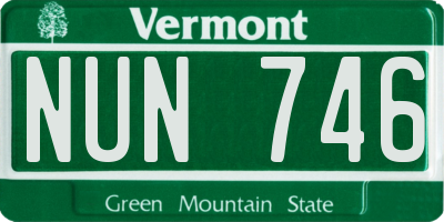 VT license plate NUN746