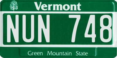 VT license plate NUN748