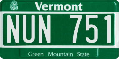 VT license plate NUN751