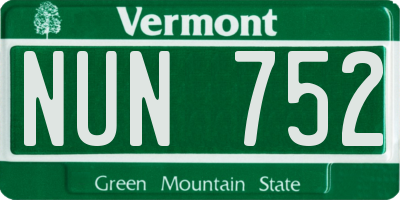 VT license plate NUN752