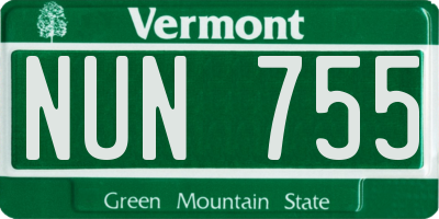 VT license plate NUN755