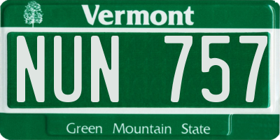 VT license plate NUN757