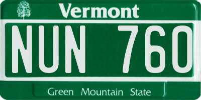 VT license plate NUN760