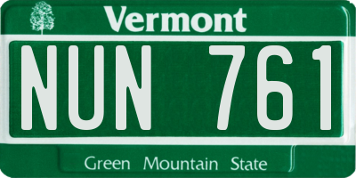VT license plate NUN761
