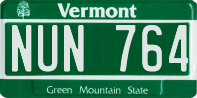 VT license plate NUN764