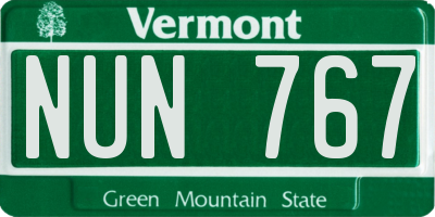 VT license plate NUN767