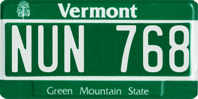 VT license plate NUN768