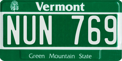 VT license plate NUN769
