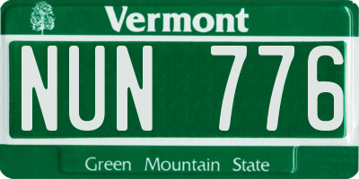 VT license plate NUN776