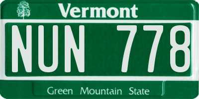 VT license plate NUN778