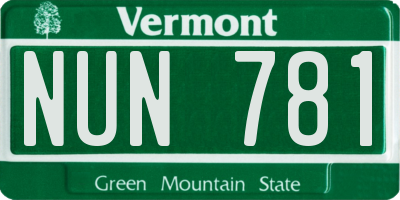 VT license plate NUN781