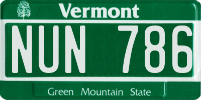 VT license plate NUN786