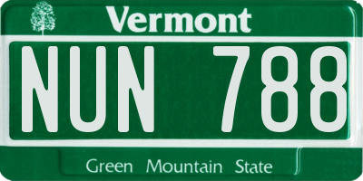 VT license plate NUN788