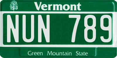 VT license plate NUN789