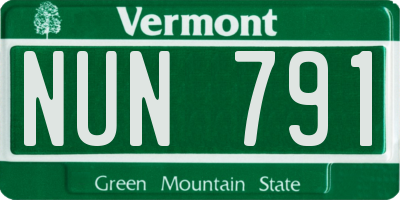VT license plate NUN791