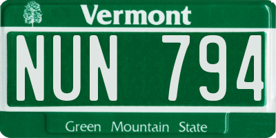 VT license plate NUN794