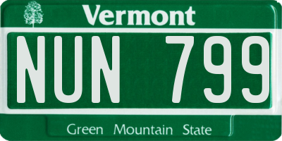 VT license plate NUN799