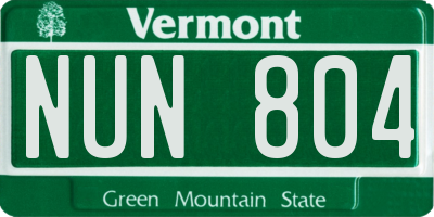 VT license plate NUN804