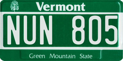 VT license plate NUN805