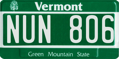 VT license plate NUN806