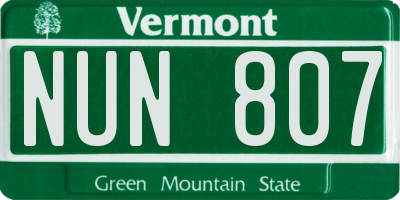 VT license plate NUN807