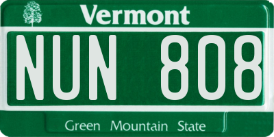 VT license plate NUN808
